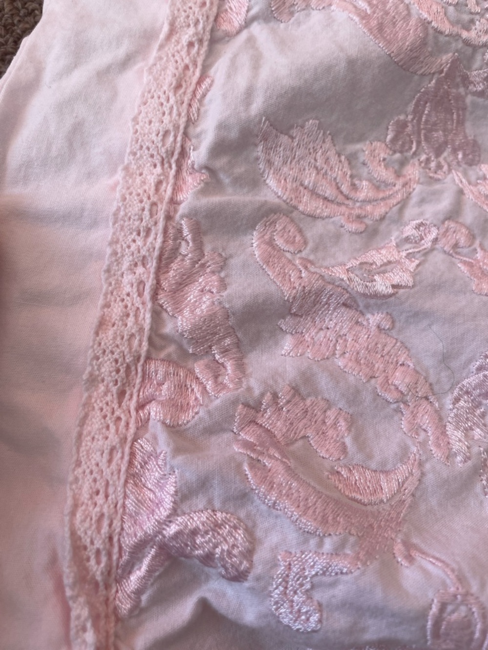 2 Simply Shabby Chic Pale Pink Embroidered Decorative Pillow Sham - Picture 5 of 14